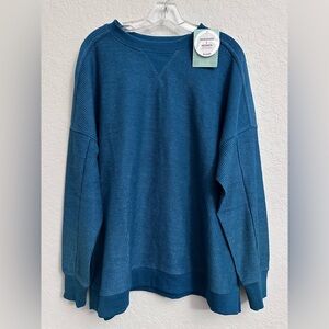 Magellan Crew Neck Ribbed Long Sleeve Pullover Womens XL Moroccan Blue